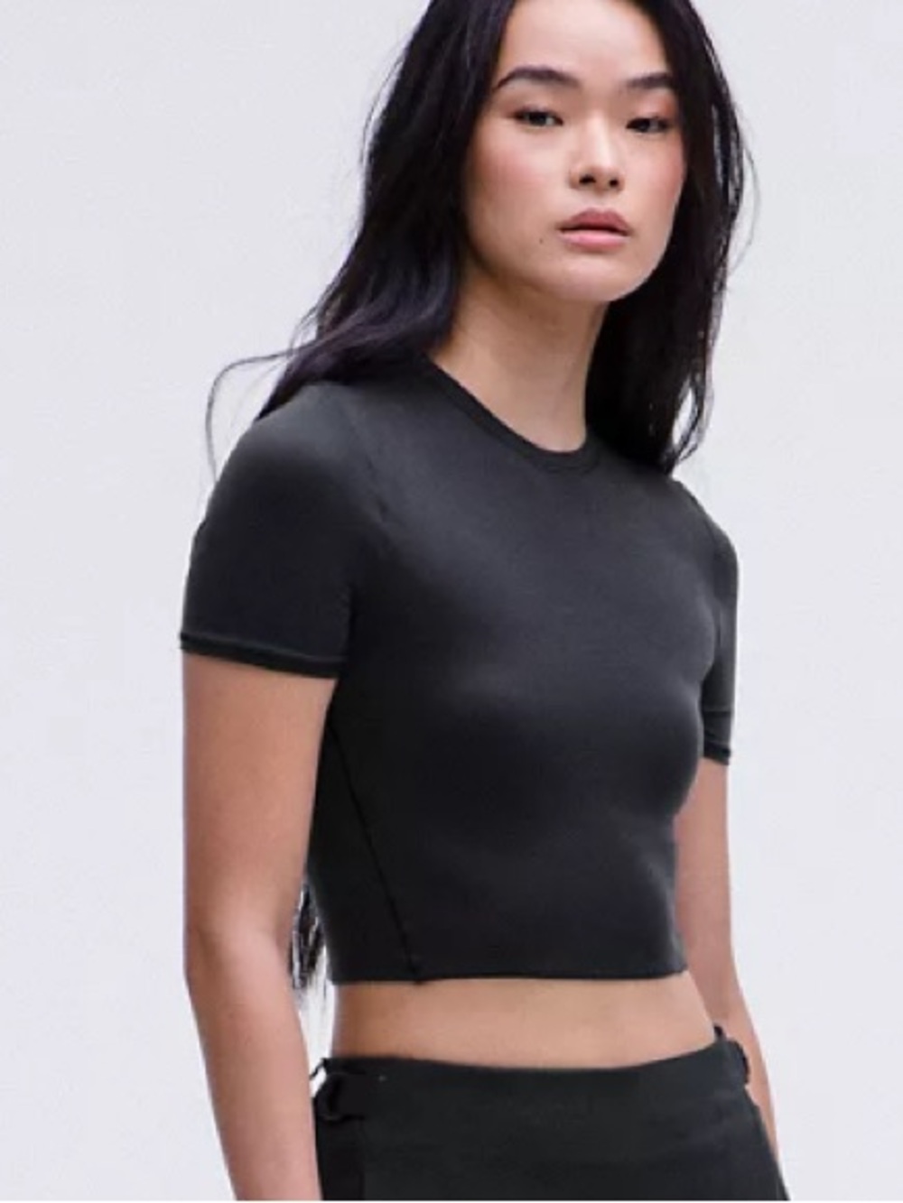 lululemon athletica Black Short Sleeve Crop Tee Wondermost